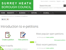 Tablet Screenshot of petitions.surreyheath.gov.uk